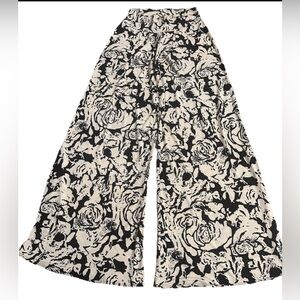 NFS Clara Sun Woo Pull On Palazzo Wide Leg  Black And Tan Size S Lagenlook Artsy